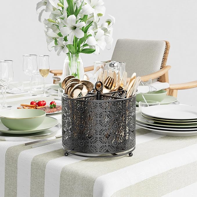 YIUKEA 360° Rotating Utensil Caddy Countertop - Image 3