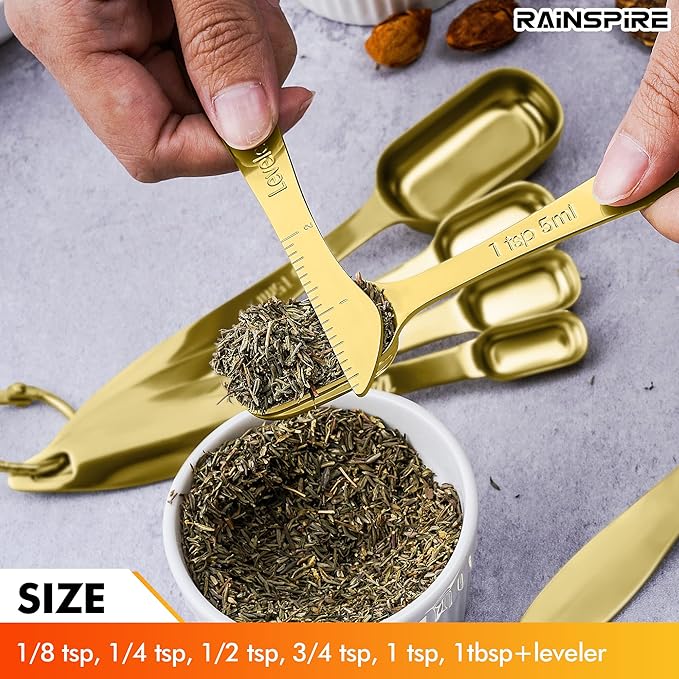 Rainspire Heavy Duty Measuring Spoons Set Stainless Steel, Metal Measuring Cups - Image 3