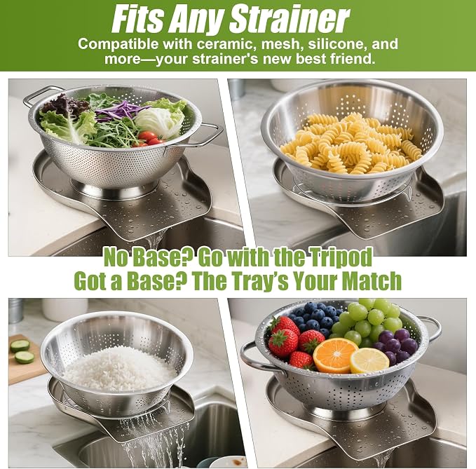 Palksky Colander and Strainer Self Drainer Base Plate Stainless Steel - Image 5