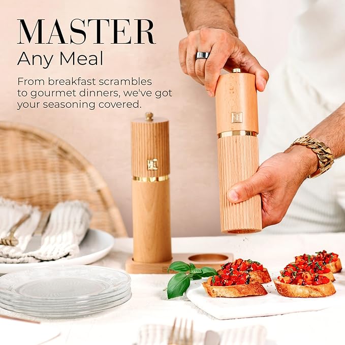 Wooden Salt and Pepper Grinder Set – Refillable Manual Salt and Pepper Mills - Image 9