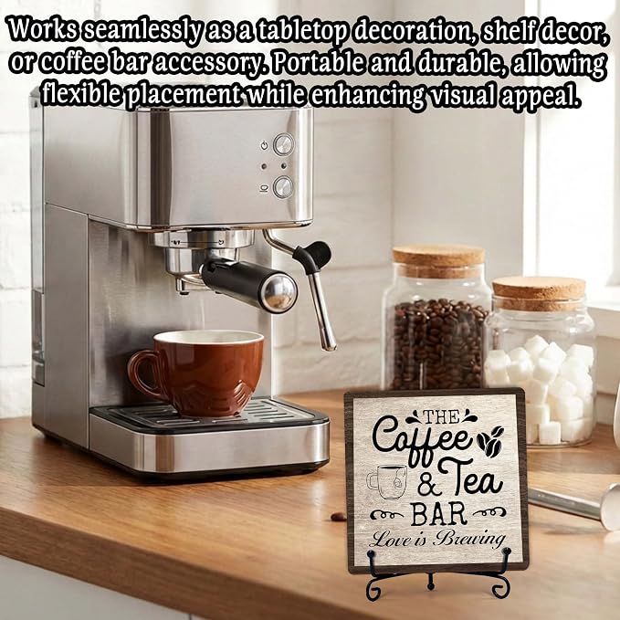 Coffee Bar Sign, Love is Brewing Farmhouse Tabletop Decor, Coffee and Tea Lover - Image 4