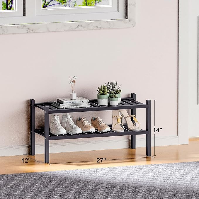 ROMGUAR CRAFT 2 Tier Bamboo Shoe Rack - Image 3