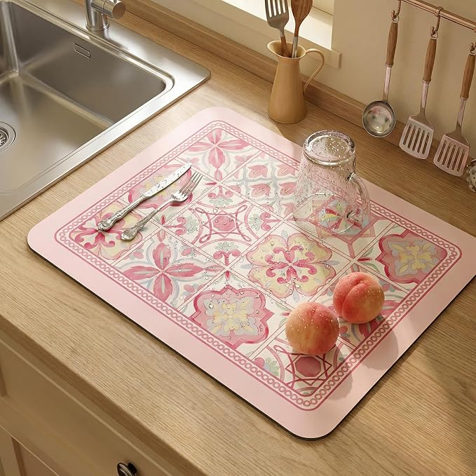 Boho Dish Drying Mat for Kitchen Counter - Image 2