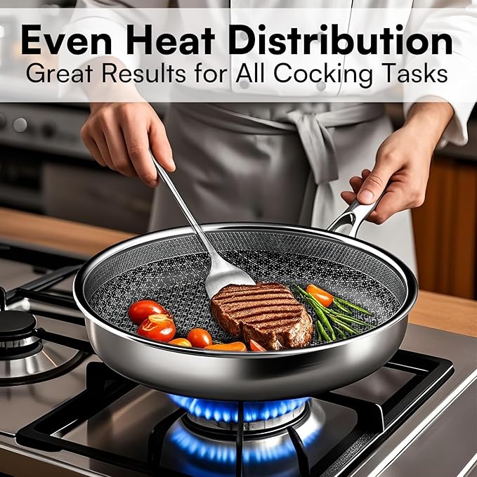 Non Stick Frying Pans with lid, 10 inch Hybrid Frying Pans Nonstick, non stick - Image 5
