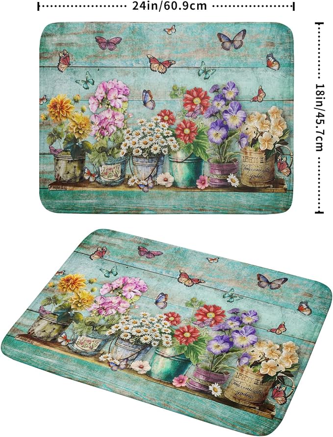 Spring Floral Rustic Dish Drying Mat - Image 2