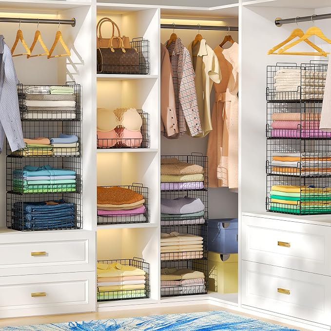 4-Tier Stackable Closet Organizers and Storage Basket - Image 2
