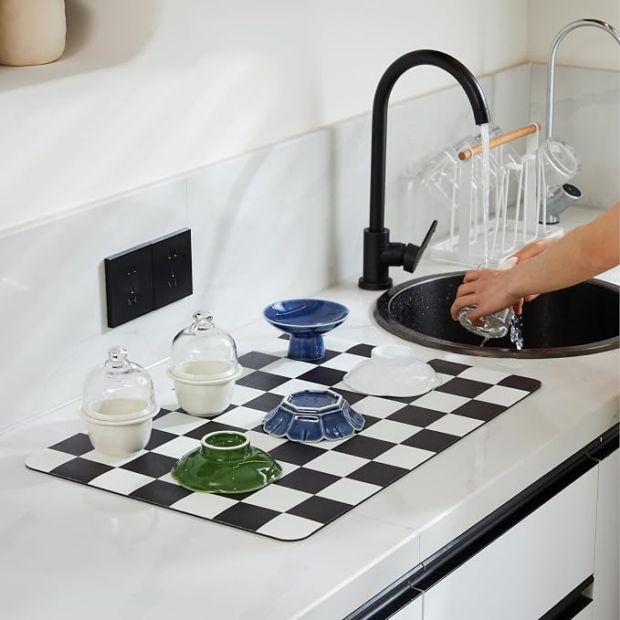Ohocut Checkered Dish Drying Mat - Image 2