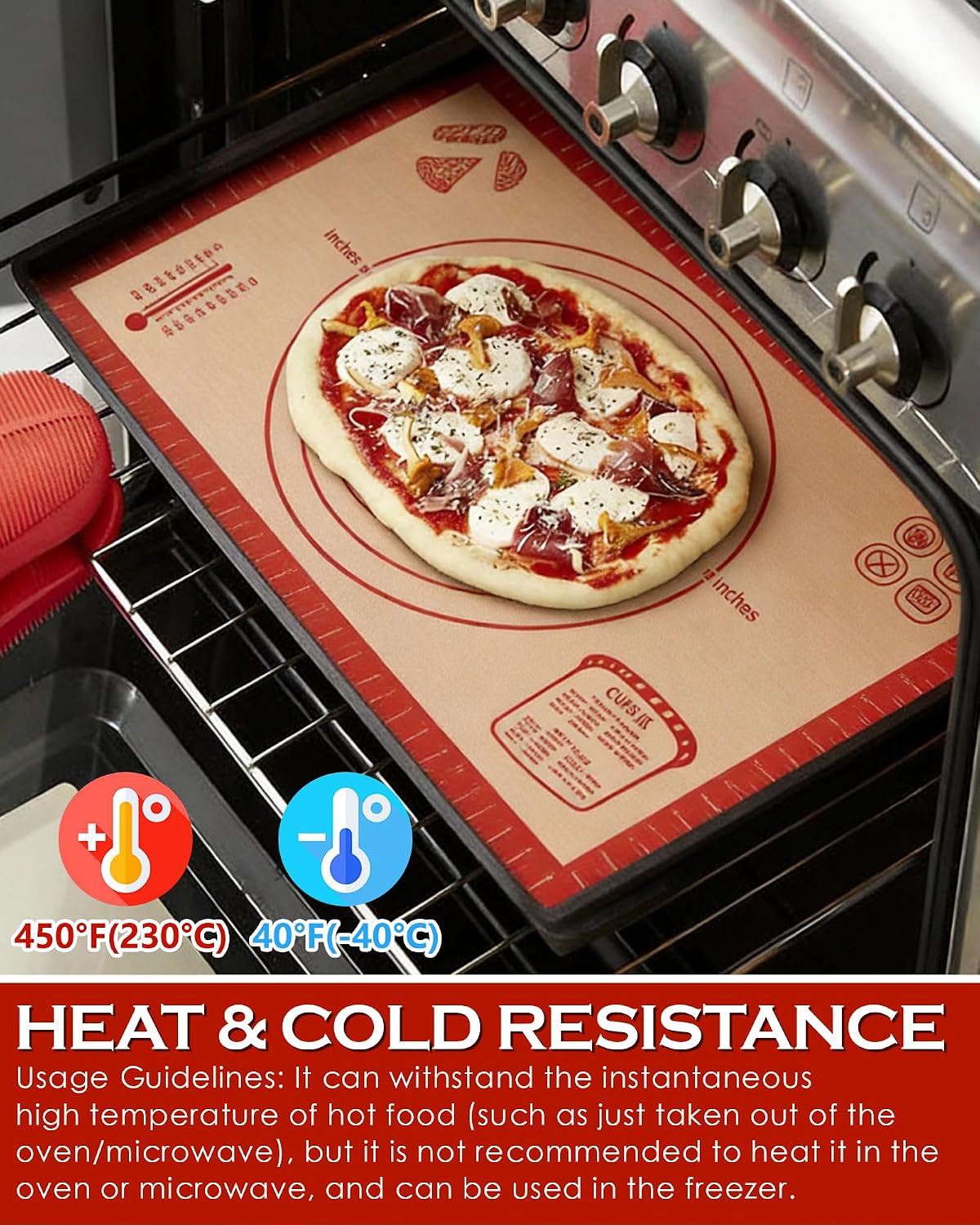 Large Silicone Pastry Mat Extra Thick Non Stick Baking Mat with