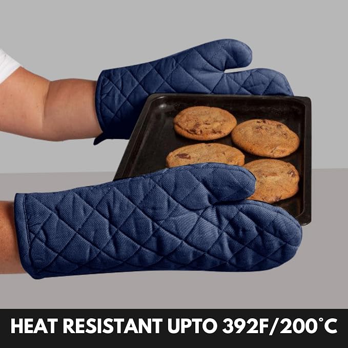 Oven Mitt & Pot Holder 100% Cotton Set of Heat Resistant Oven Gloves & Hot Pads - Image 3