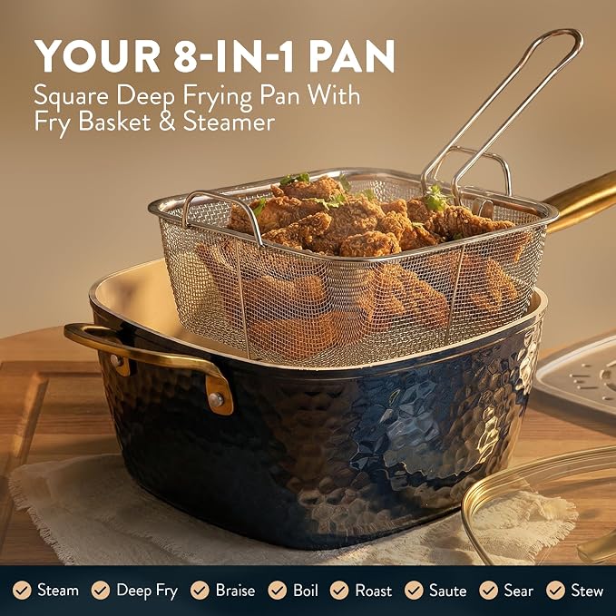 Gotham Steel Hammered 20Pcs Ceramic Cookware Set, Induction Pots and Pans Set - Image 4