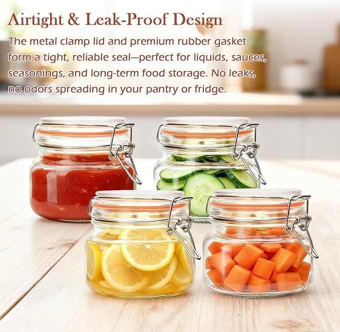 16 oz Glass Jars With Airtight Lids And Leak Proof Rubber Gasket, Wide Mouth - Image 5