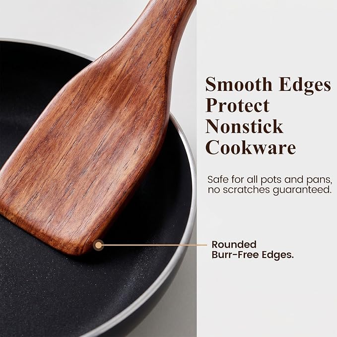 HANSGO Wooden Spoons for Cooking, 12Inch Wooden Spatula for Stirring Frying - Image 3