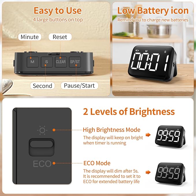 VOCOO Magnetic Kitchen Timer for Cooking - Image 5