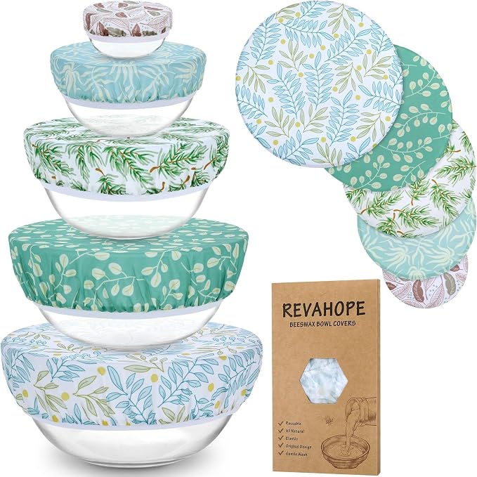 5-Size Reusable Beeswax Bowl Covers by Revahope