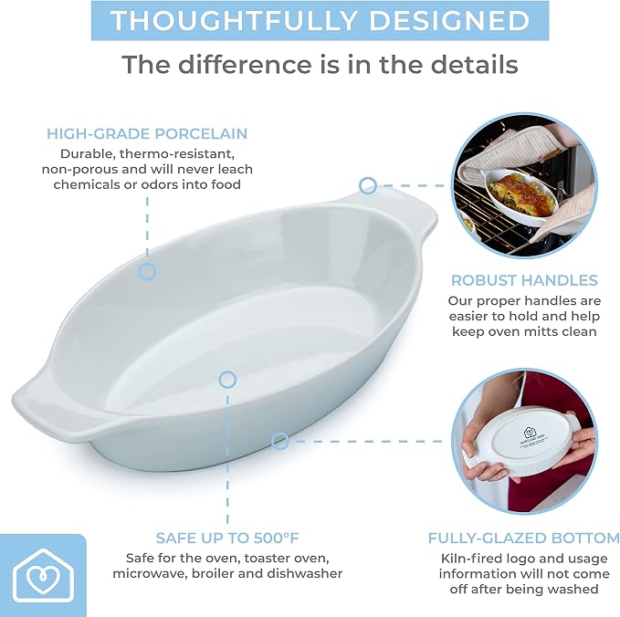 Heartland Home Porcelain Mini Casserole Dish Oval Au Gratin Dish. Cauliflower - Image 3