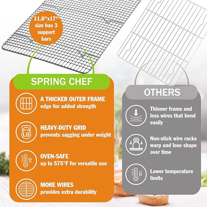Spring Chef 11.5 x 16.5 Inch Stainless Steel Cooling Racks - Image 3