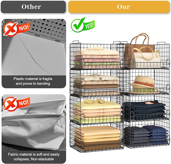 4-Tier Stackable Closet Organizers and Storage Basket - Image 5