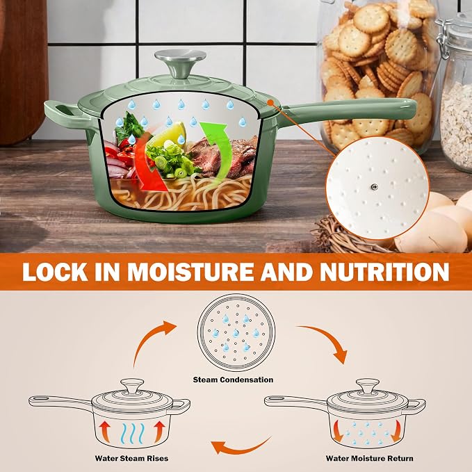 Homikit 2 Quart Saucepan with Lid, Enameled Cast Iron Small Sauce Pan Cooking - Image 6
