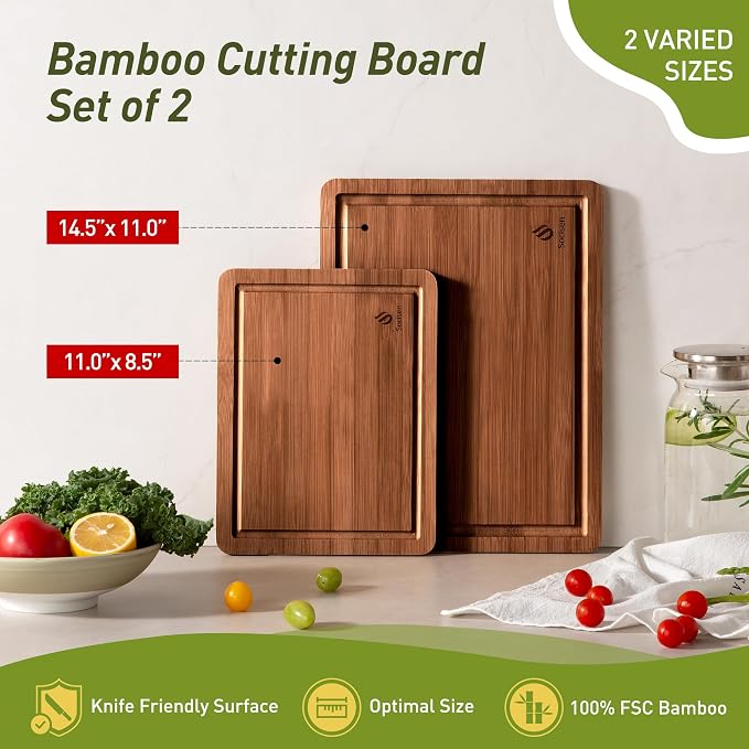 Bamboo Cutting Board Set Non Slip Feet Over Sink Gifts Best Mama Mommy Bonus - Image 3