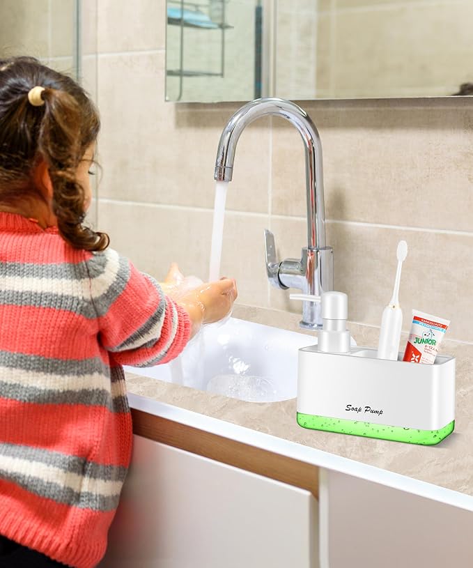 Dish Soap Dispenser with Sponge Holder, 2-in-1 Countertop Small Soap Dispenser - Image 6