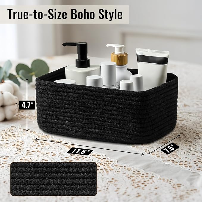 8 Pack Small Storage Baskets for Organizing, Woven Rope Bins for Bathroom - Image 2