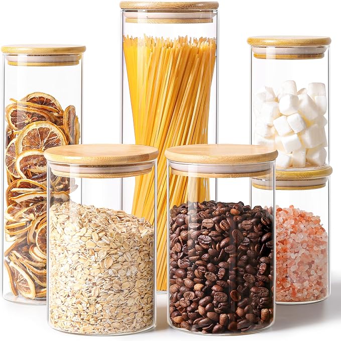 ComSaf Glass Food Storage Jars Set of 6, Canisters Sets - Image 9
