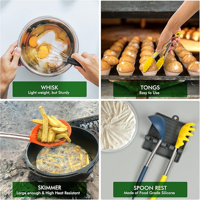 HOTEC 446°F Heat Resistant Silicone Kitchen Utensils, Cooking Utensil Set - Image 5