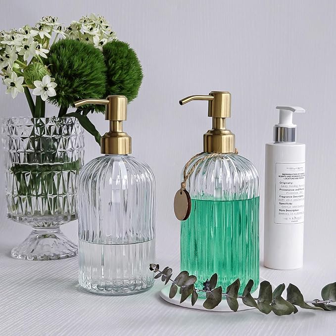 JASAI 2PACK 18Oz Fluted Glass Soap Dispenser - Image 7