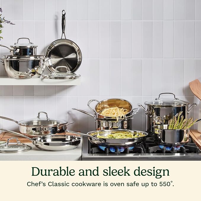 Cuisinart 4-Piece Cookware Set, 12 Quarts, Chef's Classic Stainless Steel - Image 5
