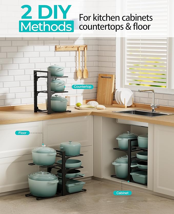 ORDORA 6-Tier Pots and Pans Organizer under Cabinet, Kitchen Cabinet Organizers - Image 3