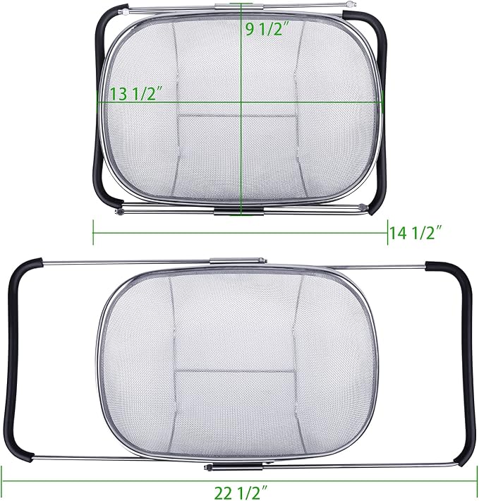 Tiawudi 6-Quart Large Over The Sink Colander, Heavy Duty 40% Thicker 18/8 - Image 2