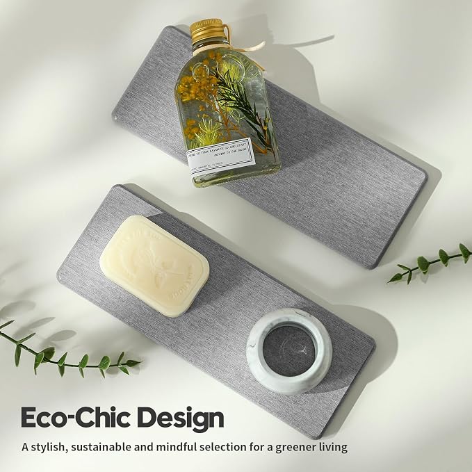Razborci 2PCS Bathroom Counter Vanity Trays, Water Absorbing Diatomite Stone - Image 7