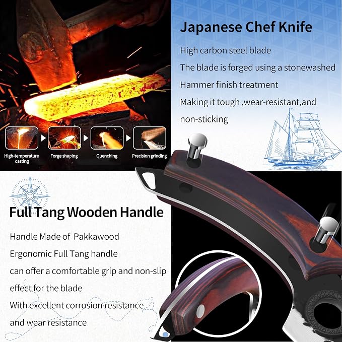 XYJ Authentic Since 1986, Knife Block Set, High Carbon Steel Forged Blades - Image 3