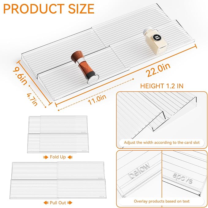 Yieach 4 Pack Adjustable In Drawer Spice Organizer - Image 3