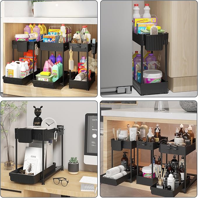Sevenblue 3 Pack Under Sink Organizers, 2-Tier Multi-Use Kitchen and Bathroom - Image 3