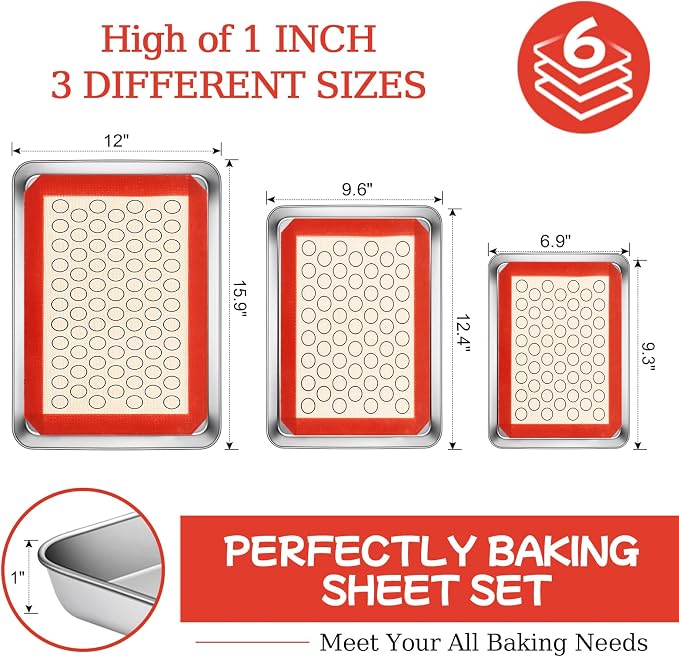 Baking Sheet with Silicone Baking Mat Set, CEKEE Stainless Steel Baking Sheet - Image 2
