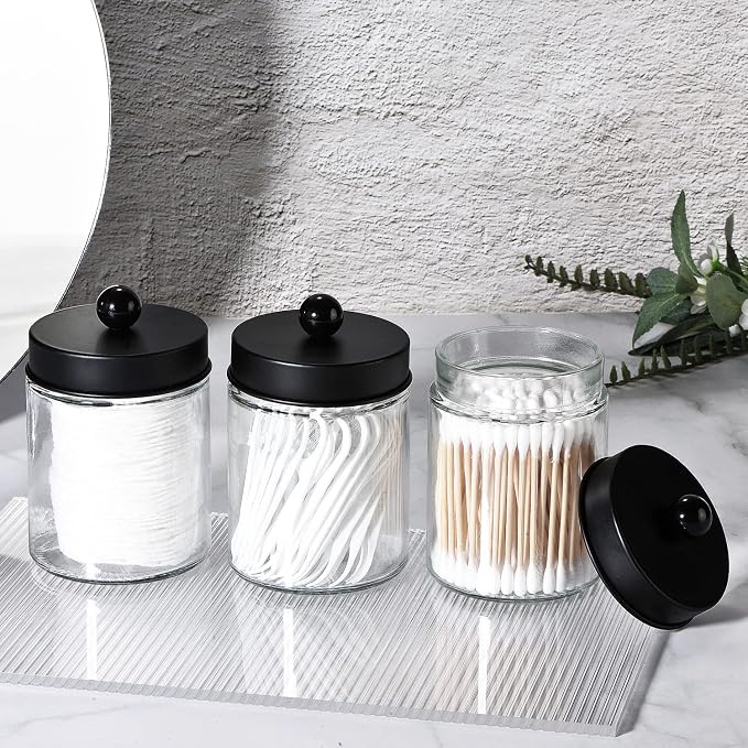 3 Pack Apothecary Jar Canisters Bathroom Vanity Organizer - Image 5