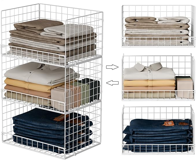 Yociyoga Closet Organizers and Storage Basket- 3-Tier Stackable Storage Bins by FollowWithYociyogaTogether