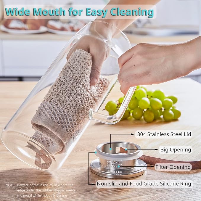 Bivvclaz 2 Pack 2 Liter 68 oz 2.1 Qt Glass Pitcher - Image 4