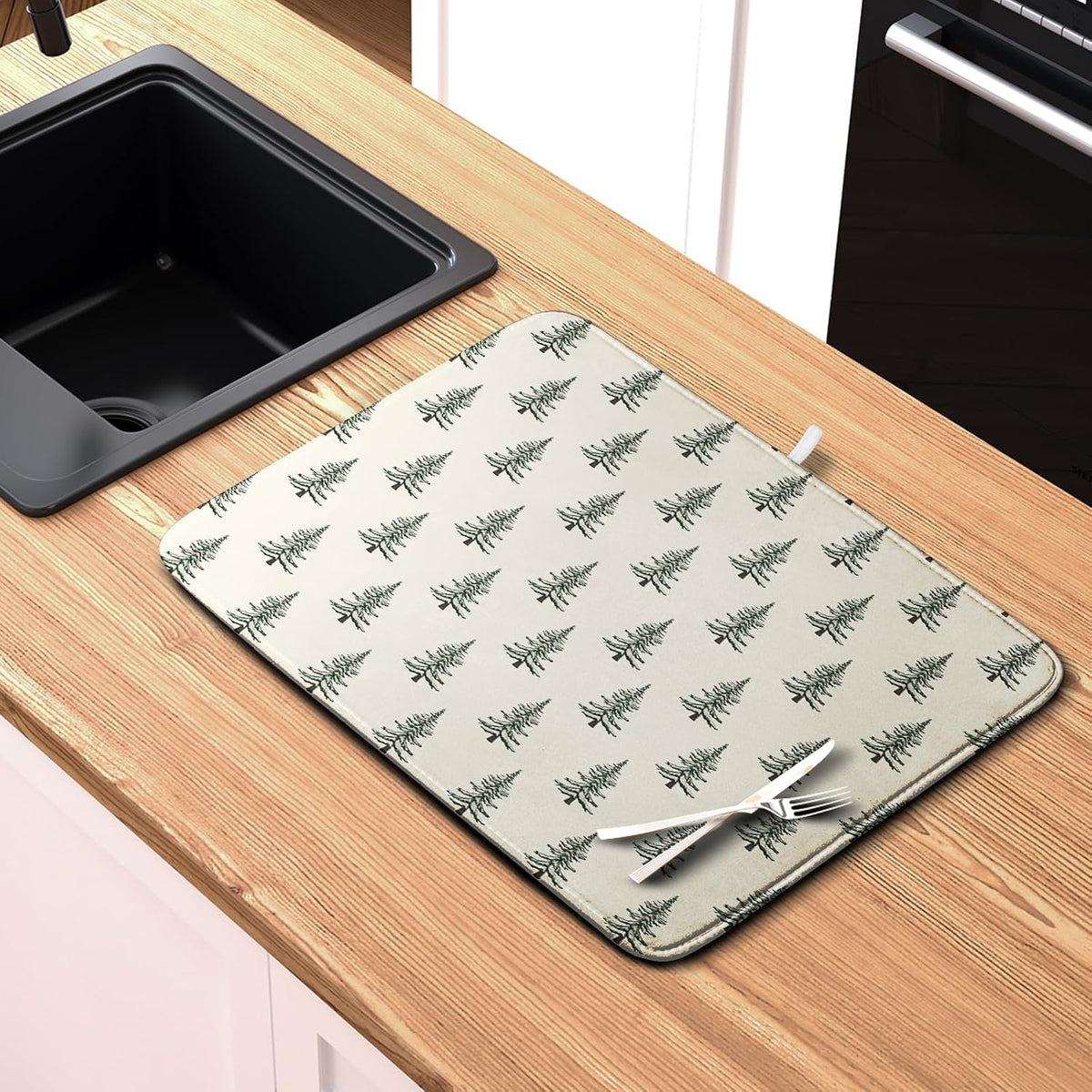 Christmas Tree Dish Drying Mat Winter Xmas Holiday Drying Mats