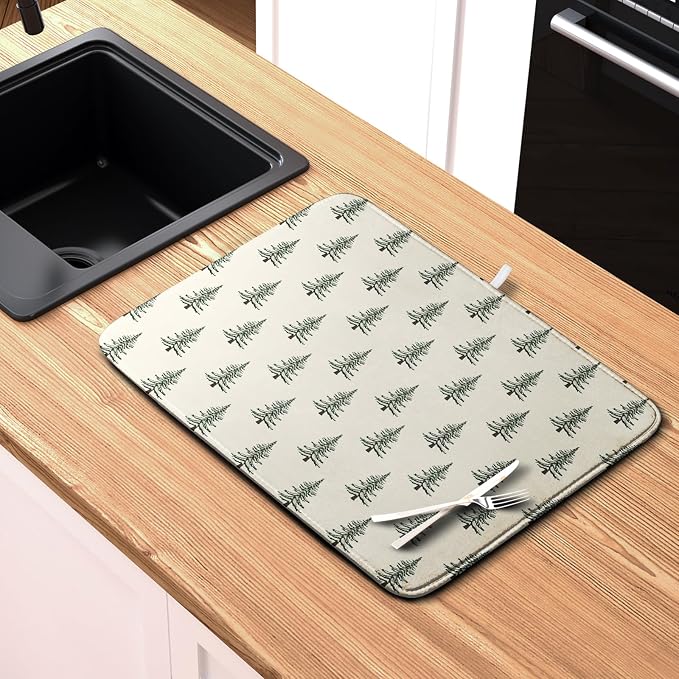 Christmas Tree Dish Drying Mat Winter Xmas Holiday Drying Mats Microfiber - Image 6