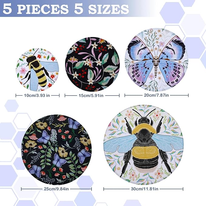 5-Size Reusable Beeswax Bowl Covers - Image 2