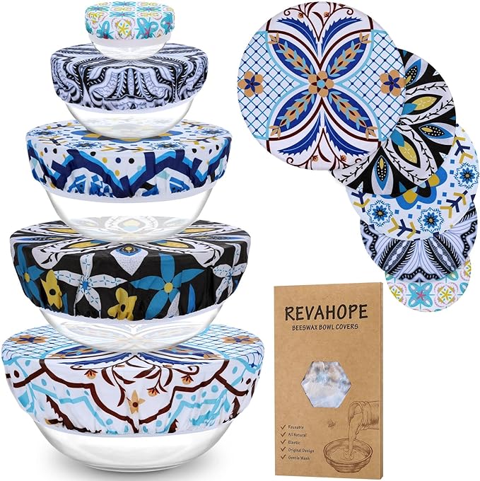5-Size Reusable Beeswax Bowl Covers by Revahope