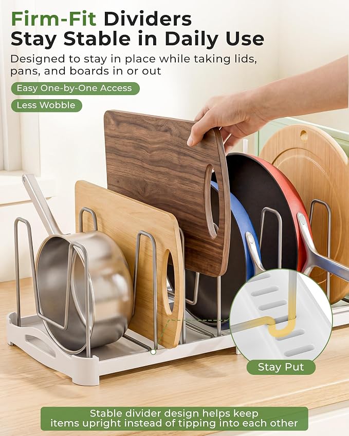 EVERIE Adjustable Bakeware Organizer Pot Lid Holder Rack - Image 4