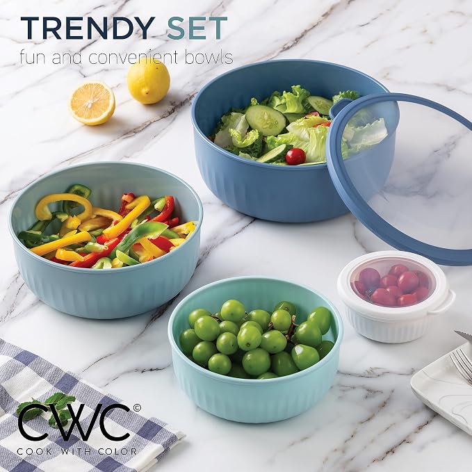 COOK WITH COLOR Prep Bowls with Lids- Wide and Deep Nesting Plastic Small - Image 2