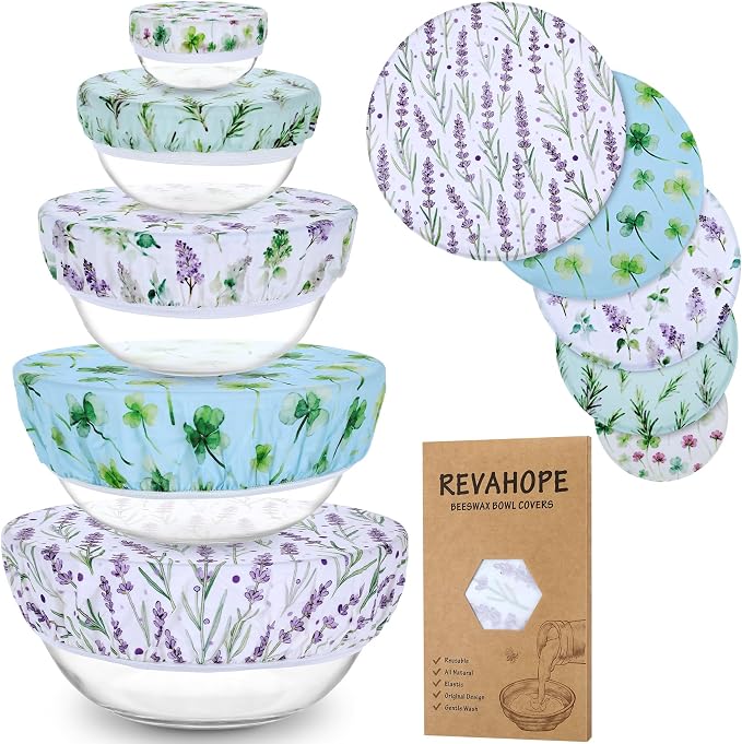 5-Size Reusable Beeswax Bowl Covers by Revahope