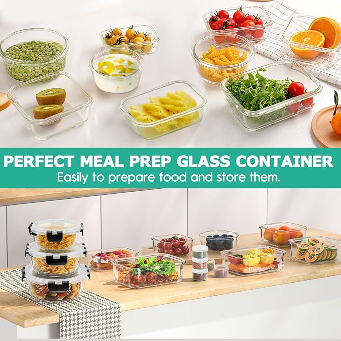 34pcs Glass Food Storage Containers - Image 6