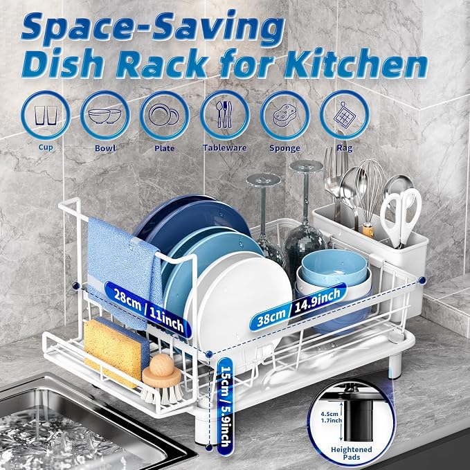 Dish Drying Rack, Stainless Steel-Dish Rack, Dish Racks - Image 2