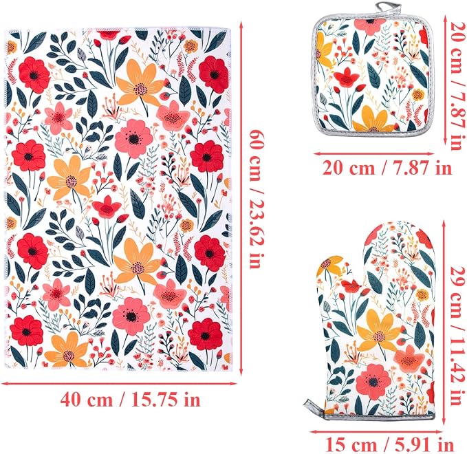 6 Pcs Kitchen Stuff Accessories, Kitchen Oven Mitts and Pot Holders Sets - Image 2