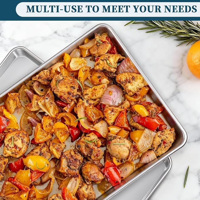 Full Size Commercial Quality Baking Sheet Pan, Bastwe Aluminum Cookie Tray Pan - Image 2